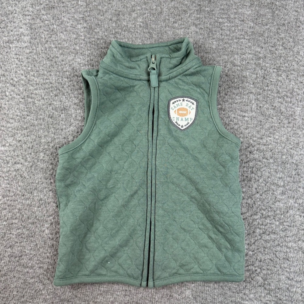 Carter's Child of Mine Quilted Vest Baby Boy 18m Green Football Game Day Champ